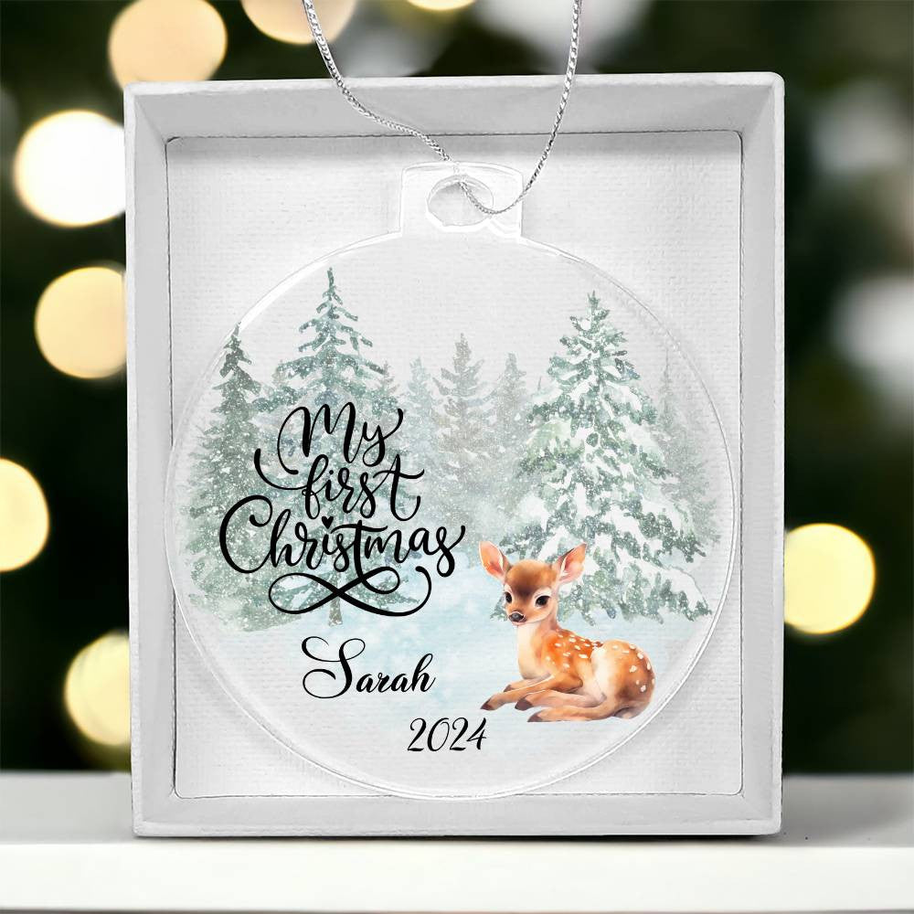 Baby's 1st Christmas Deer Acrylic Ornament-[Heartfelt Family Gift]