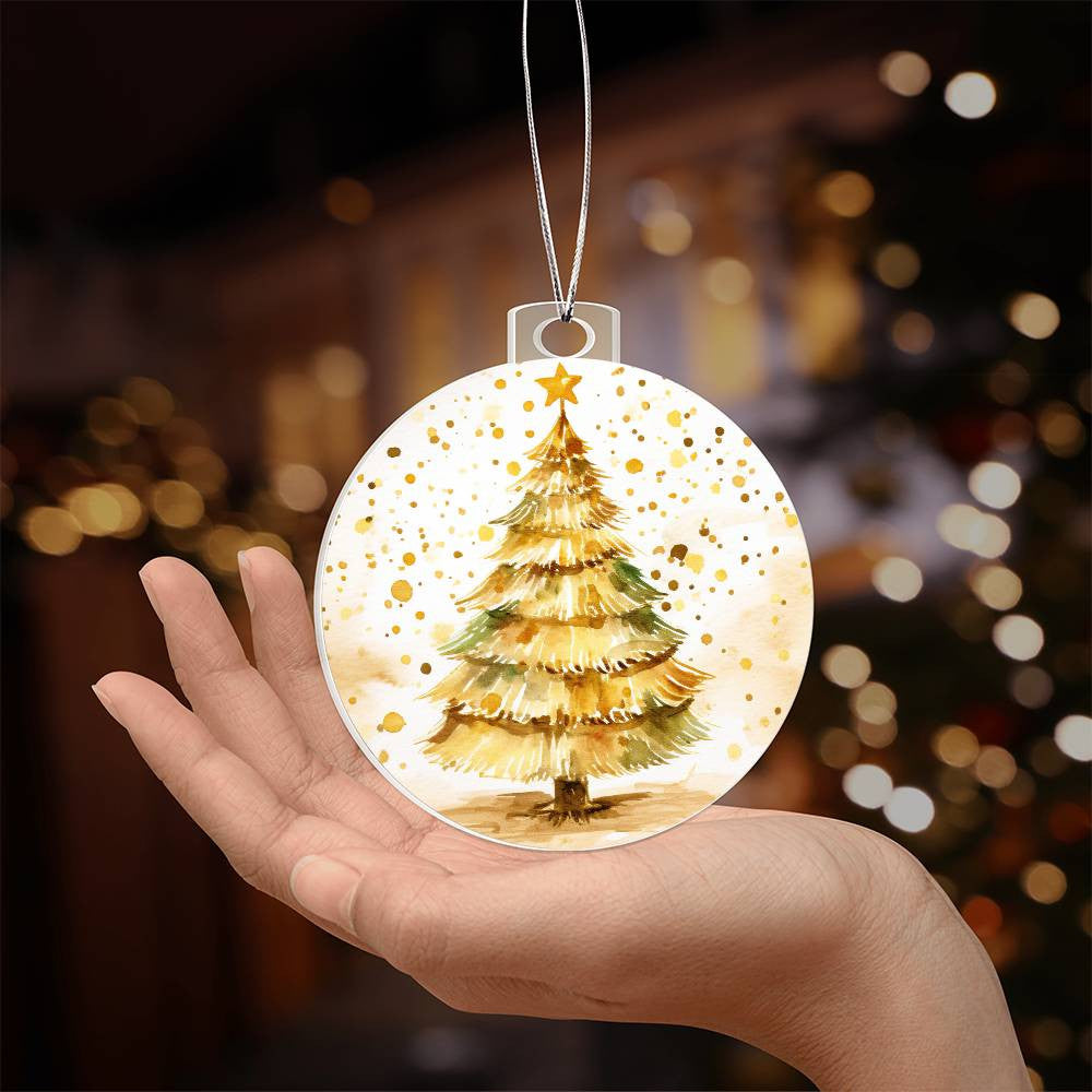 Christmas Tree Gold Acrylic Christmas Ornament-[Heartfelt Family Gift]
