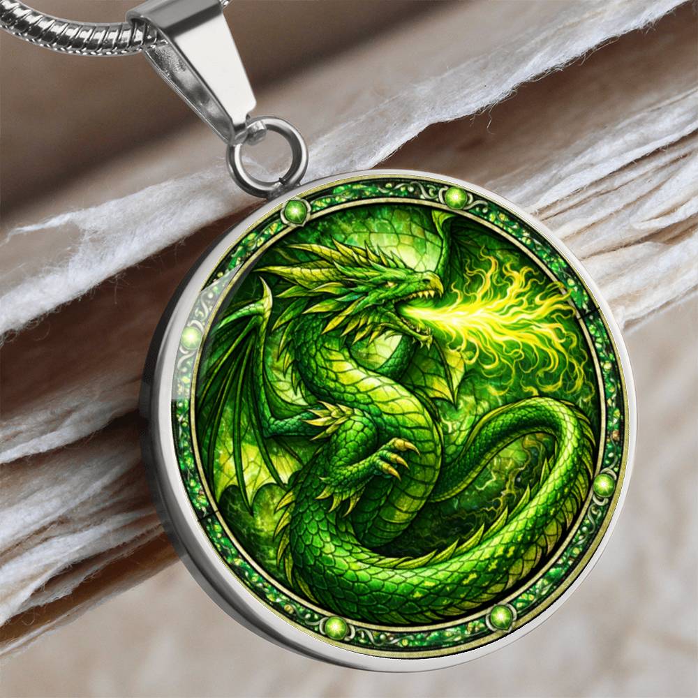 Green Dragon Personalized Engraved Necklace Bracelet or Keychain