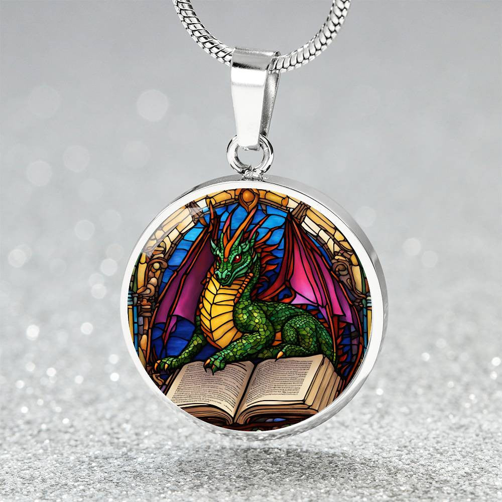 Dragon Round Pendant Necklace in Gold or silver-[Heartfelt Family Gift]