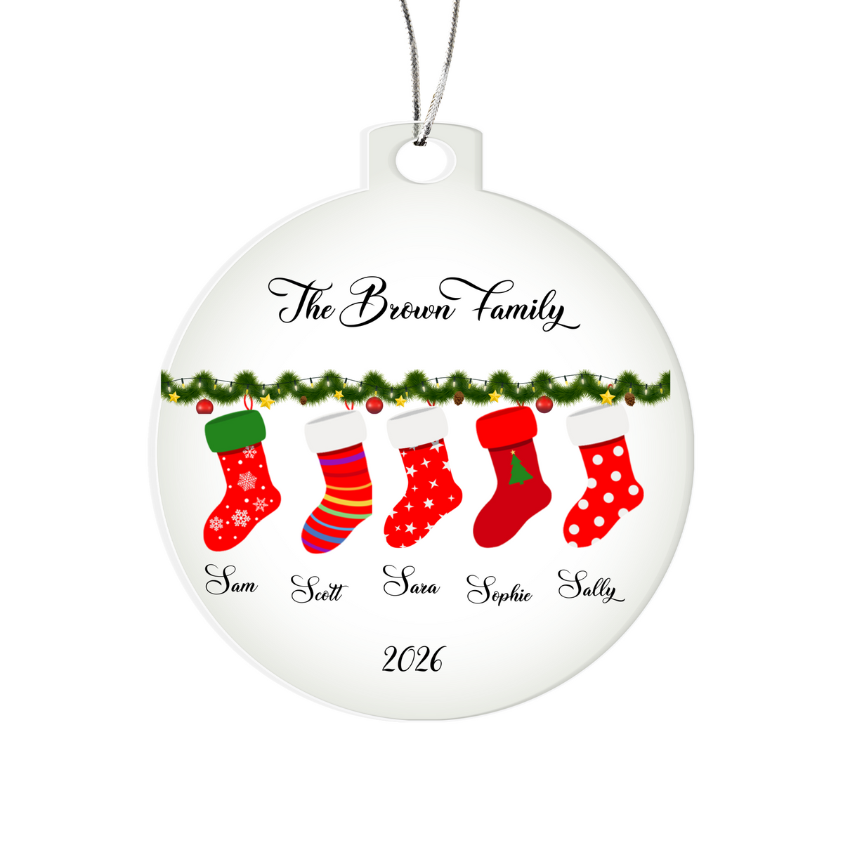 Family Christmas Stocking Ornament