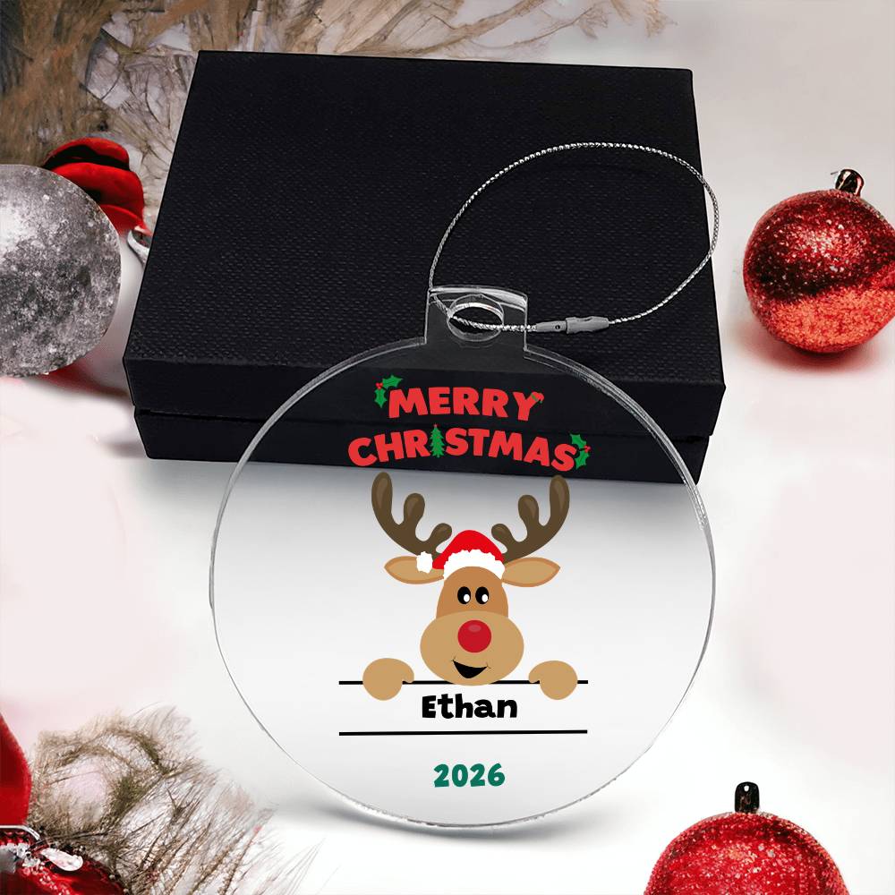 Personalized Reindeer Christmas Ornament for Kids - Customizable Boys and Girls Holiday Decor