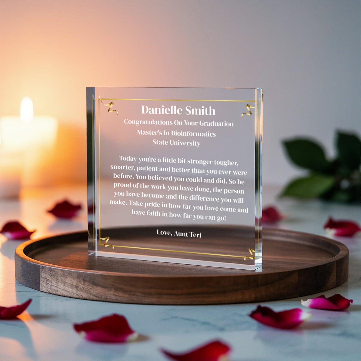 Graduation Acrylic Plaque Gift, Personalized Keepsake, Custom Graduation Award, Elegant Acrylic Display, Unique Graduate Present