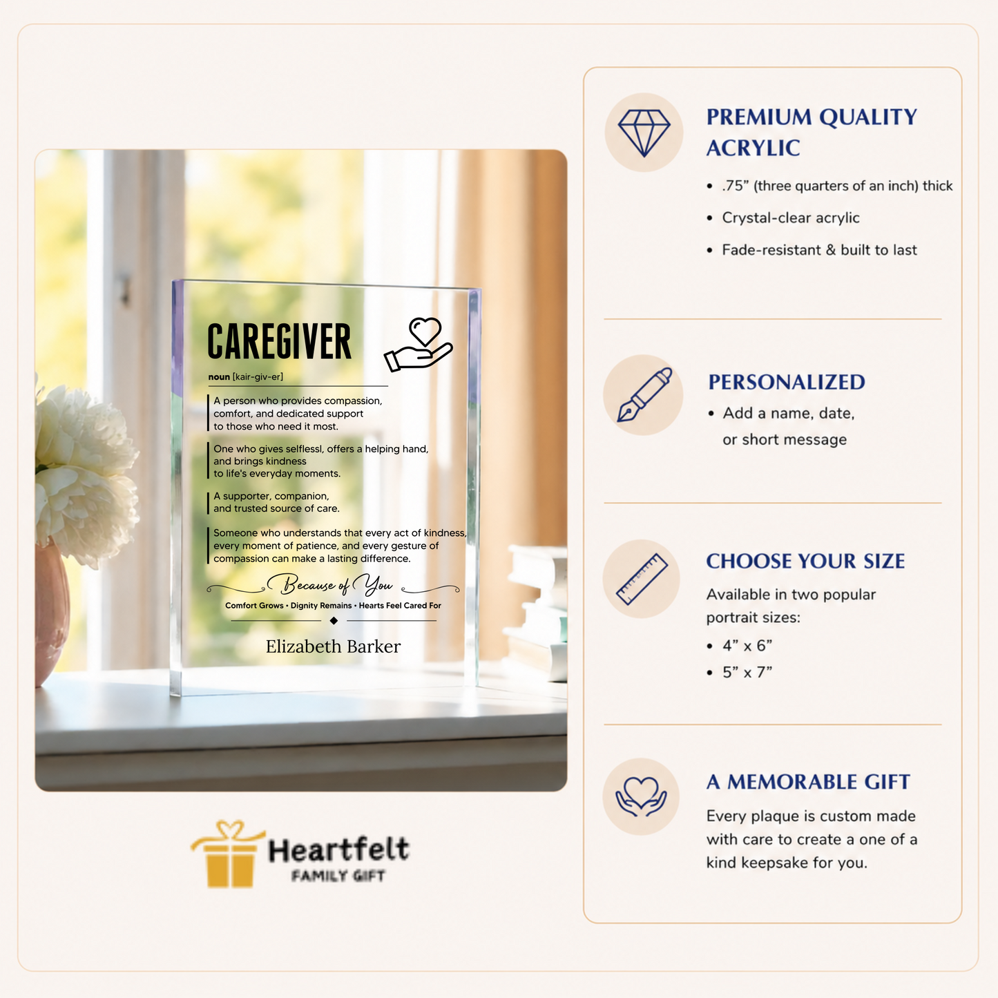 Caregiver Appreciation Plaque Gift