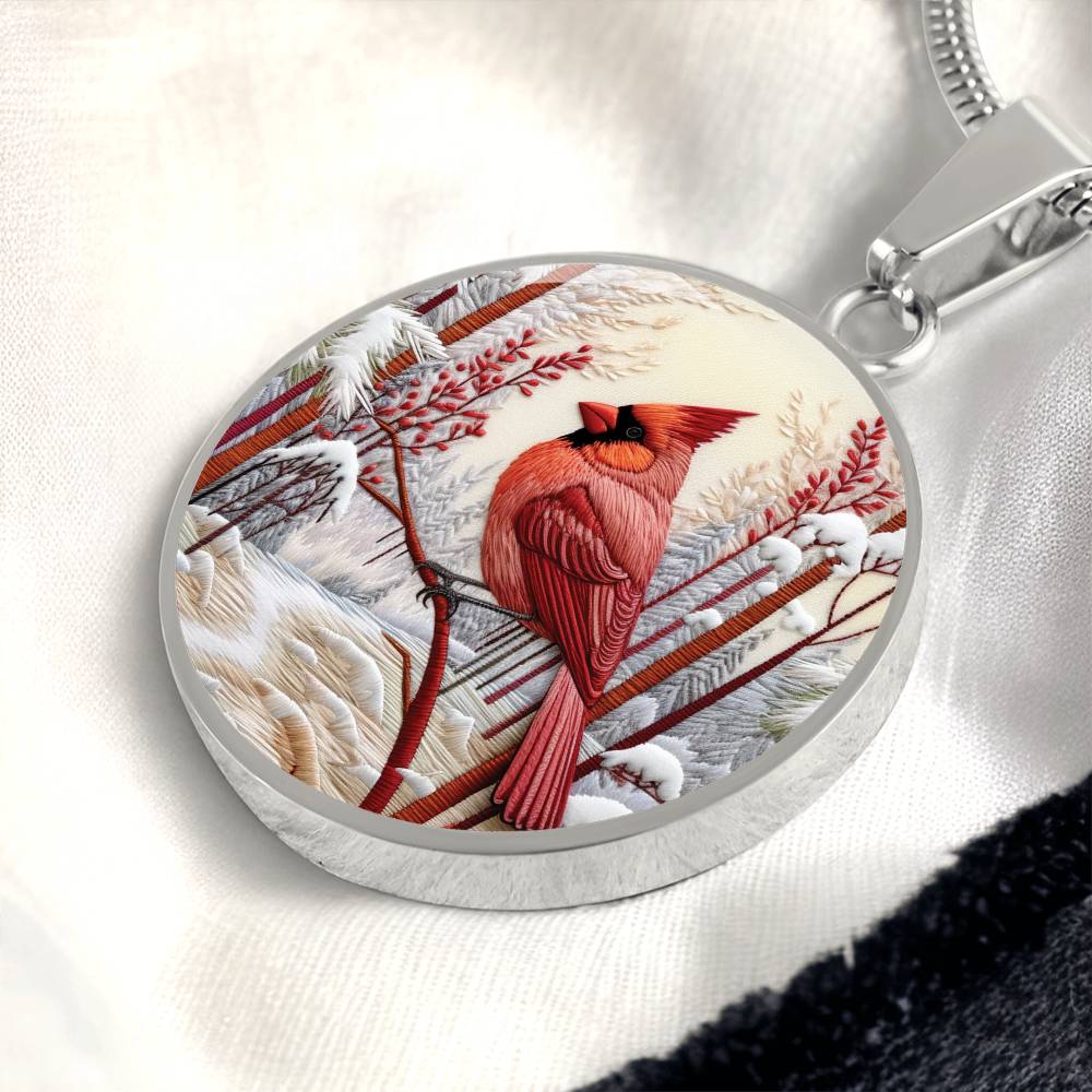 Carinal Round Pendant Necklace in Gold or silver