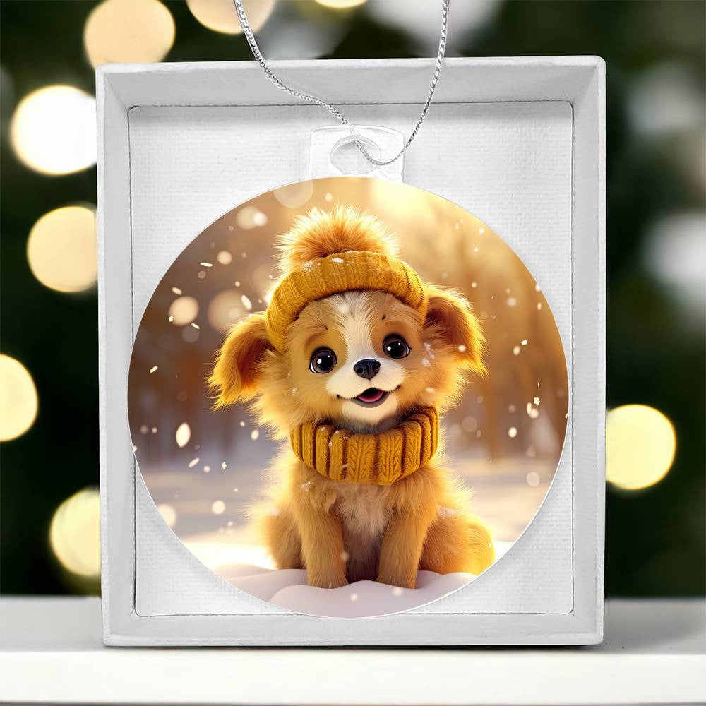 Cute Puppy Acrylic Christmas Ornament-[Heartfelt Family Gift]