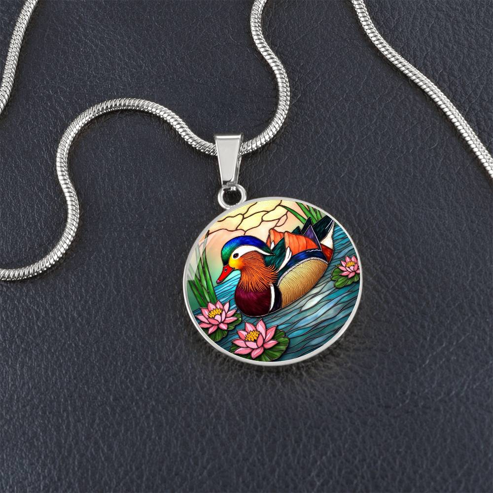 Lotus Mallard Duck Necklace with Engraving