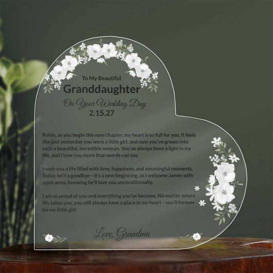 Daughter Wedding Acrylic Heart Block