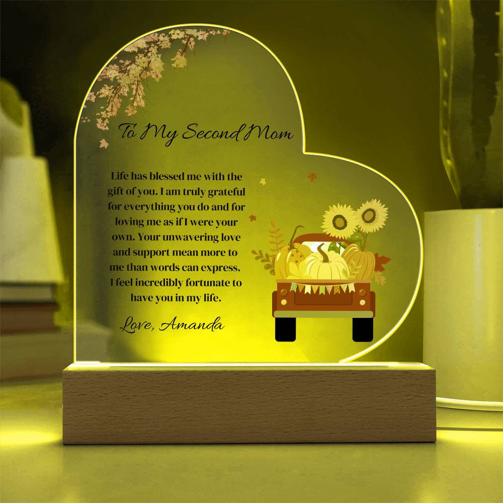Second Mom Heart PlaqueAcrylic Heart Plaque-[Heartfelt Family Gift]