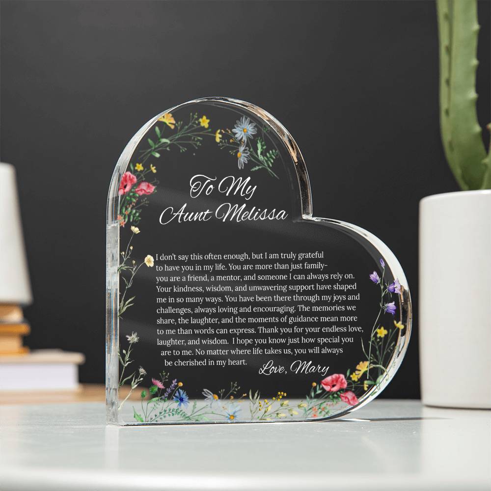 Copy Personalized Aunt Acrylic Heart Plaque