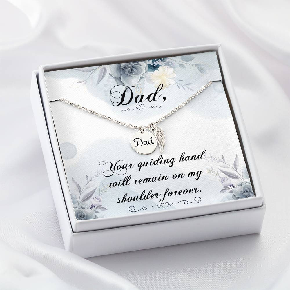Dad Memorial Necklace Angel Wing Charm-[Heartfelt Family Gift]