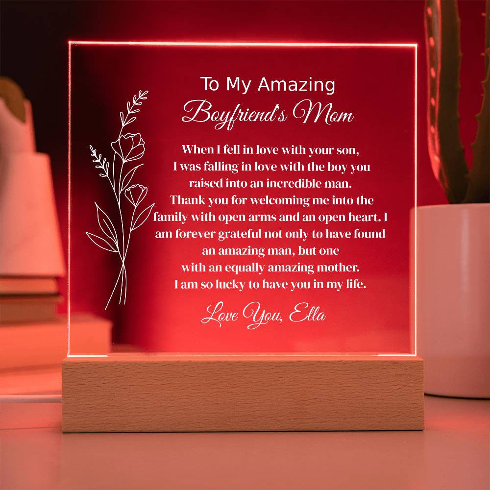 Personalized Boyfriend's Mom Lighted Plaque