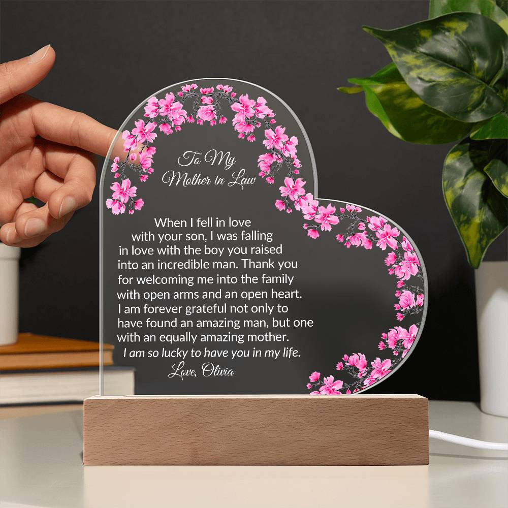 Mother in Law Led Heart Plaque