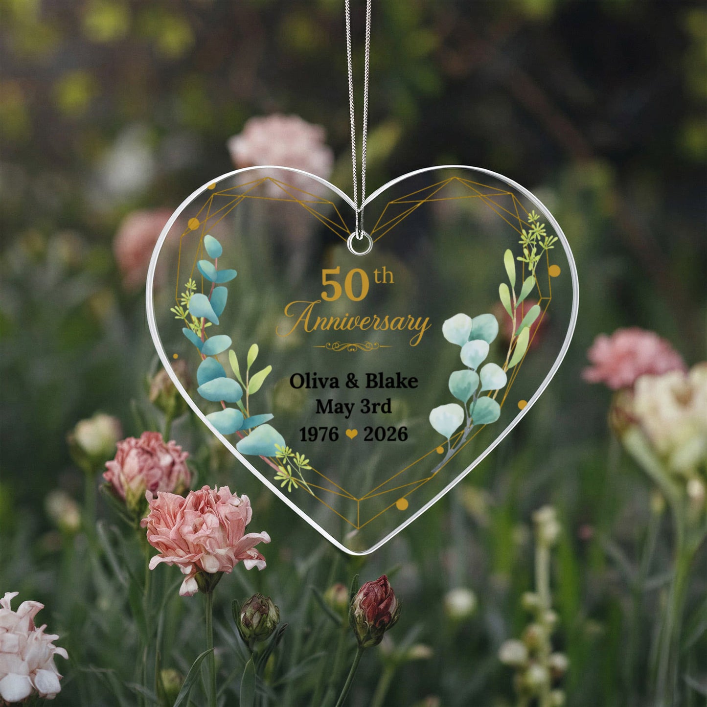 50th Wedding Anniversary Acrylic Heart Ornament