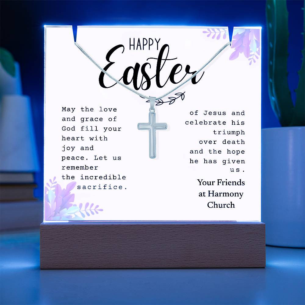 Easter Gift - Cross Necklace & Easter Sign Gift Bundle