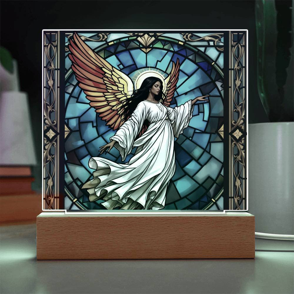 Guardian Angel African American LED Plaque Decor-[Heartfelt Family Gift]