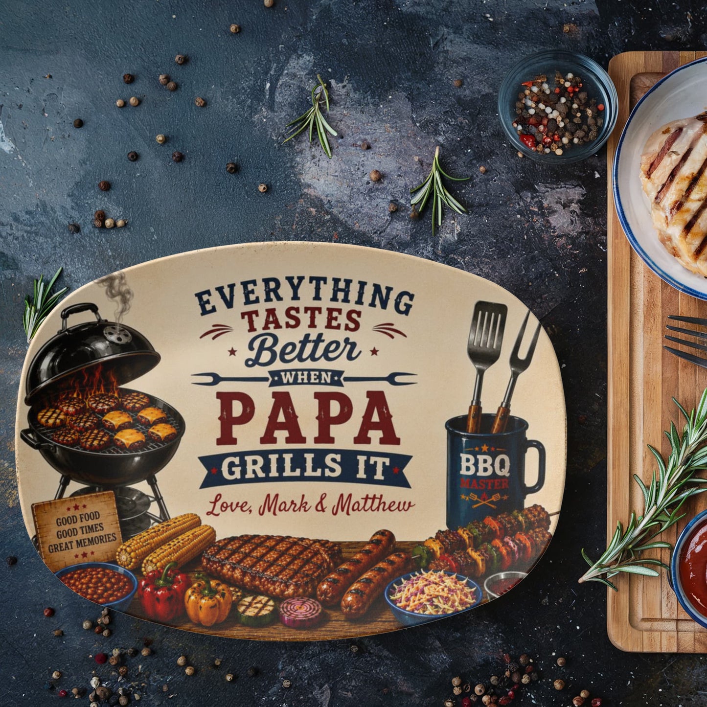 Everything Tastes Better When Dad Grills It BBQ Plate