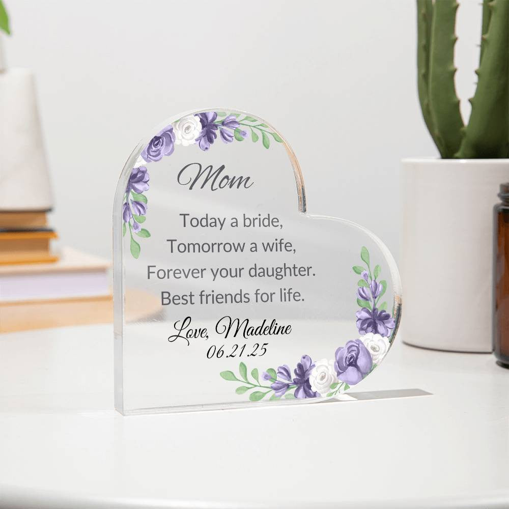 Mother of The Bride Acrylic Heart Plaque-[Heartfelt Family Gift]