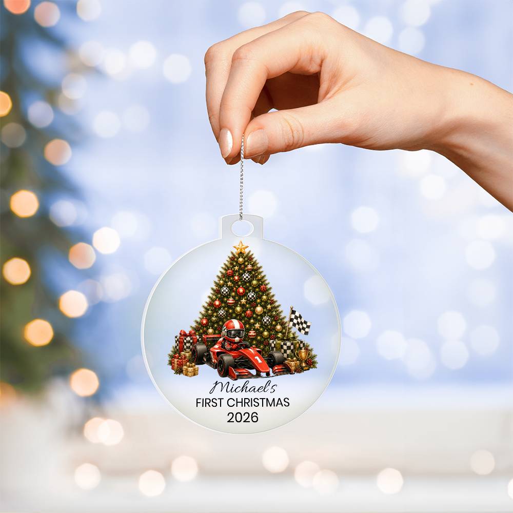 Race Car Driver Kids Christmas Ornament
