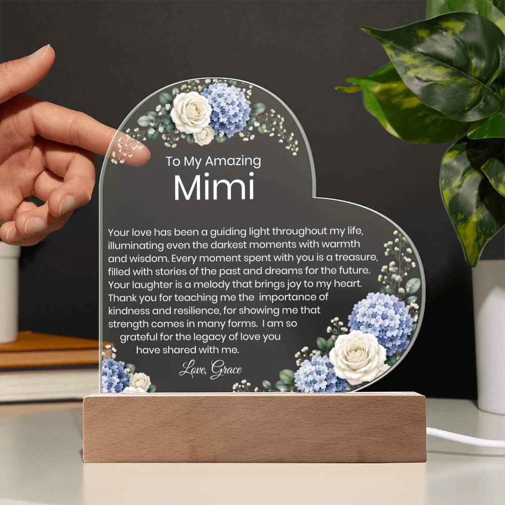 Mimi Acrylic Heart Plaque Gift for Grandma