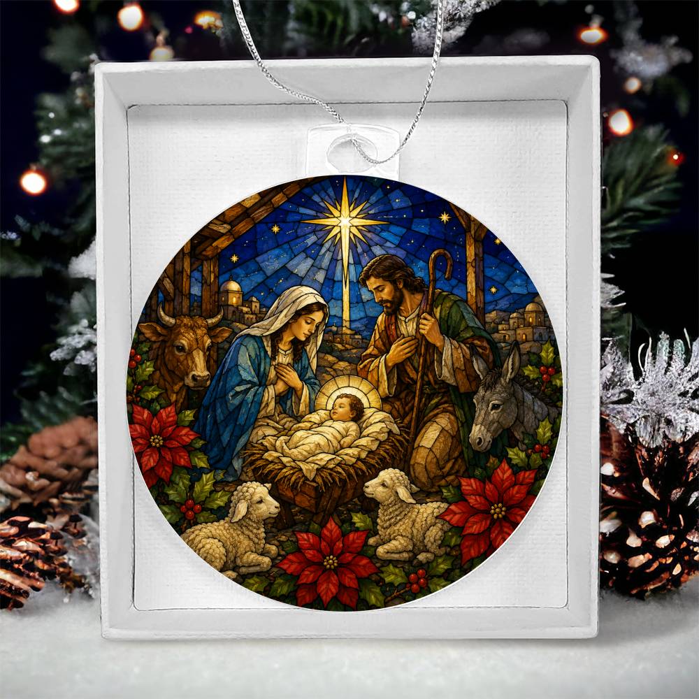 Baby Jesus Nativity Ornament, Christmas Tree Decor, Acrylic Holiday Ornament, Religious Gift, Nativity Scene Ornament