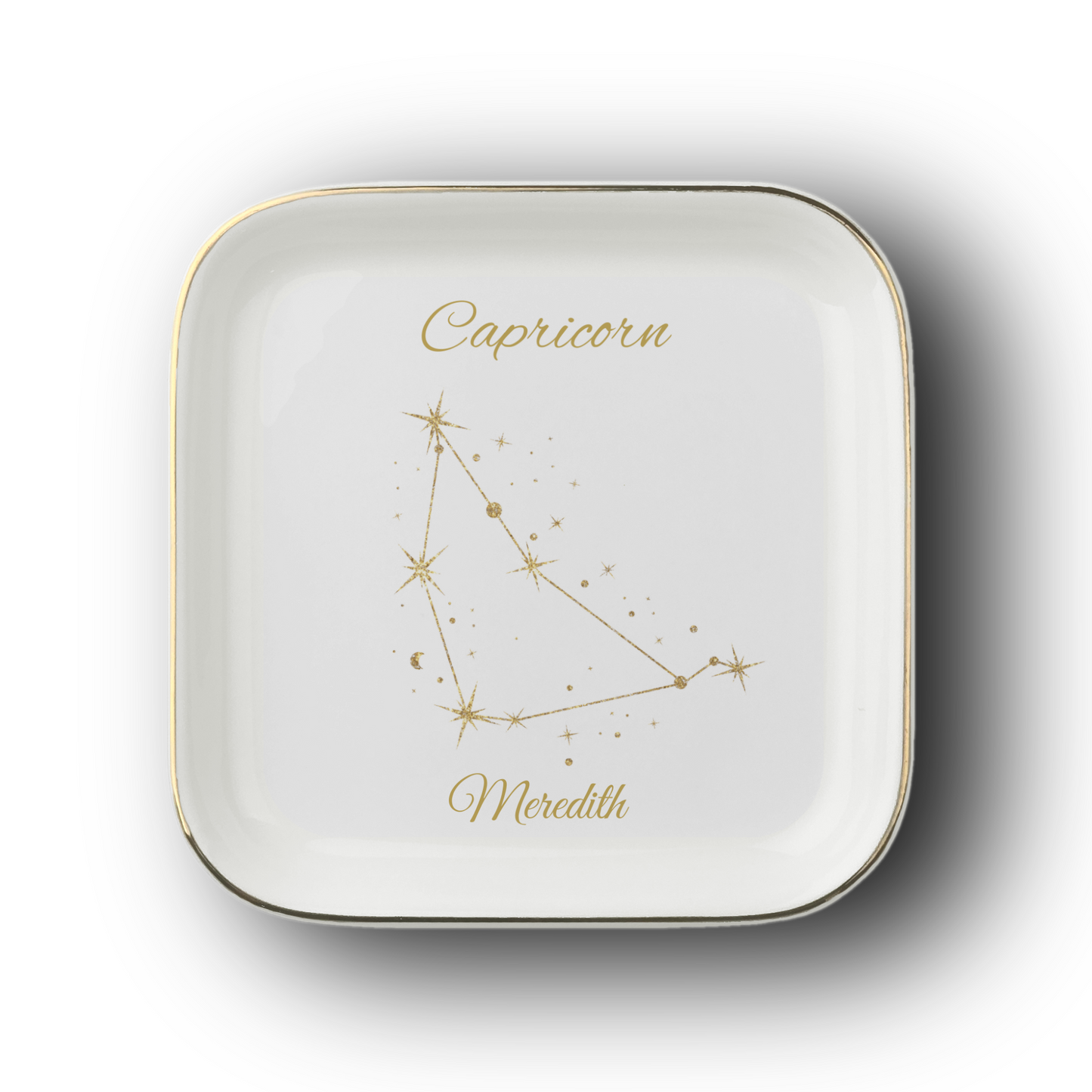 Capricorn Jewelry Dish, Capricorn Zodiac Constellation Trinket Tray, Gold Astrology Decor, Birthday Gift for Capricorn, Nightstand Catchall