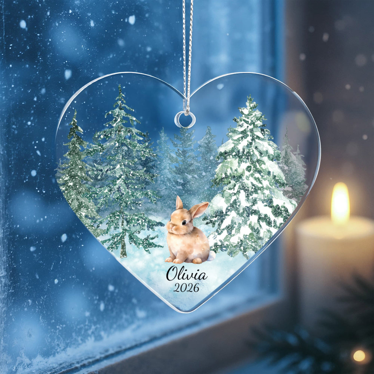 Bunny Woodland Heart Christmas Ornament for Kids