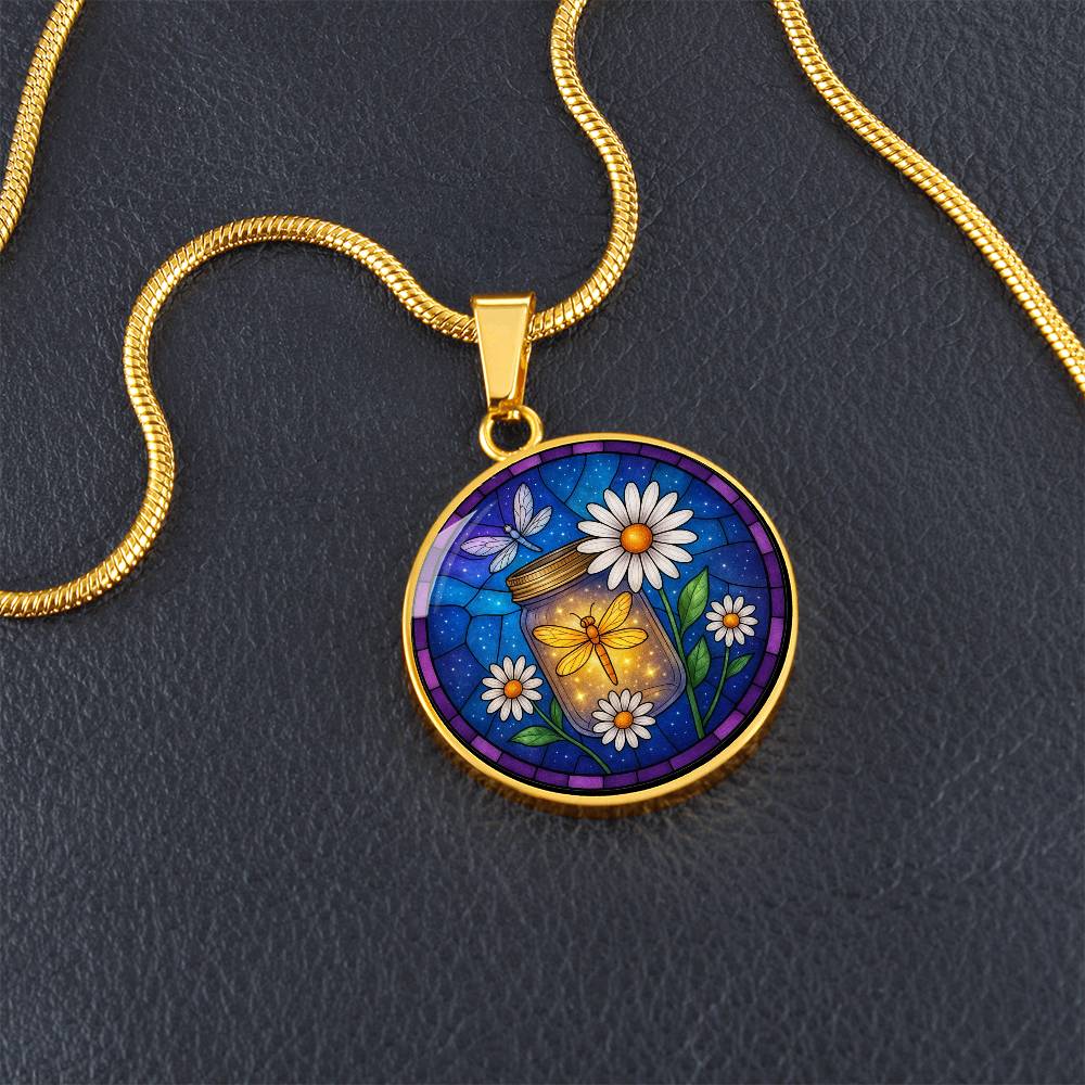 Dragonfy Floral Necklace with Engraving