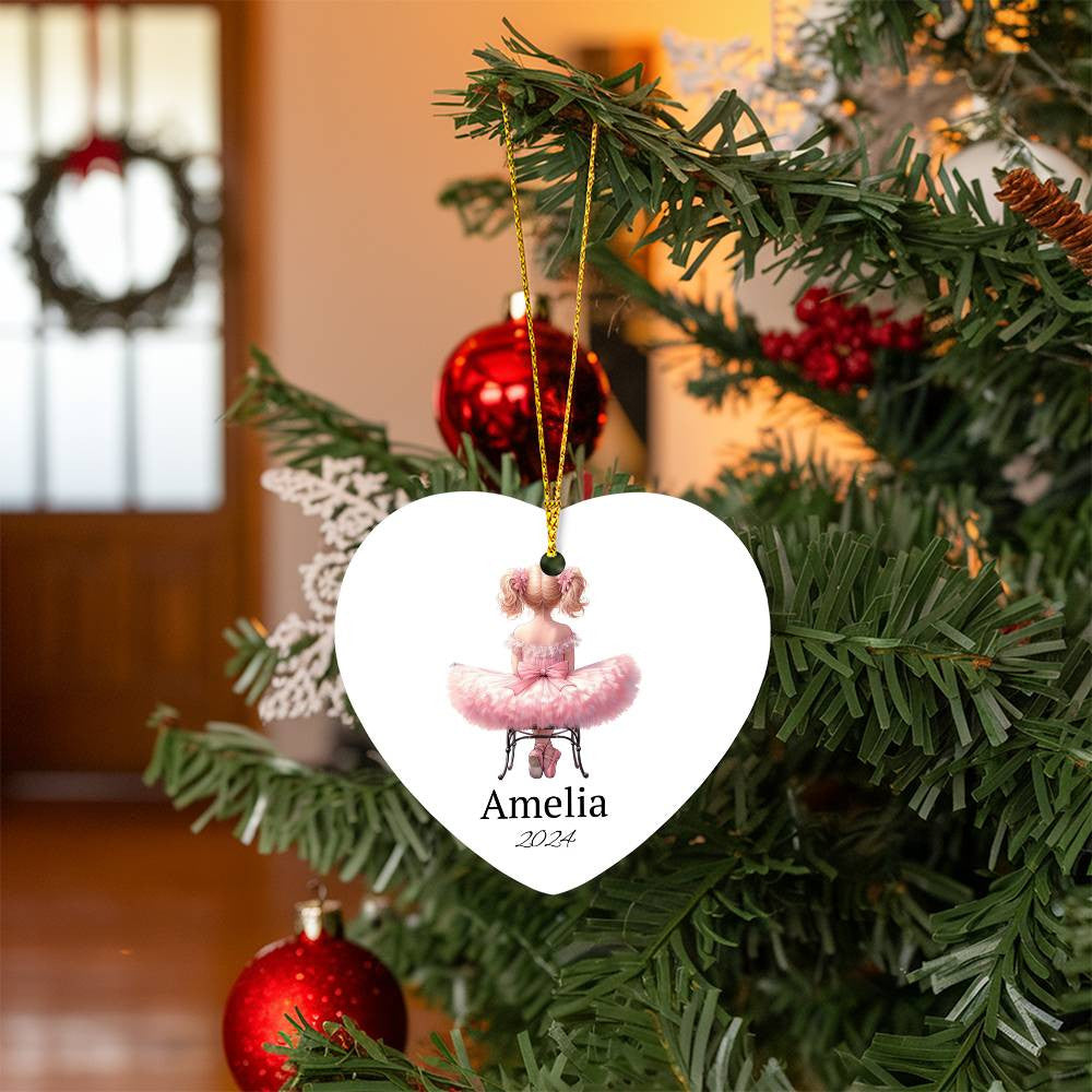 Ballerina Dance Recital Heart Ornament-[Heartfelt Family Gift]