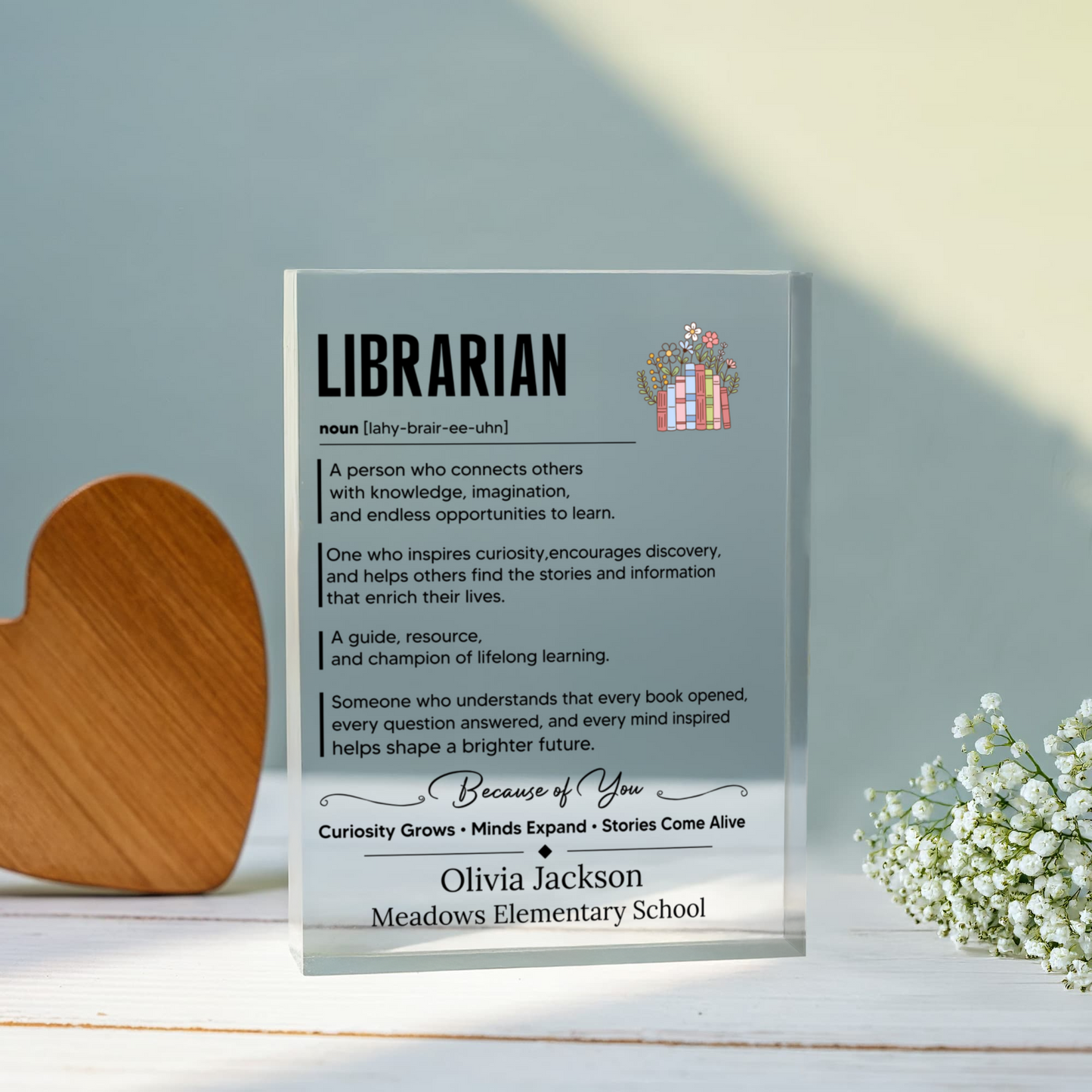Librarian Appreciation Plaque, Retirement Gift for Librarians, Educator Thank You Gift, Personalized Teacher Plaque