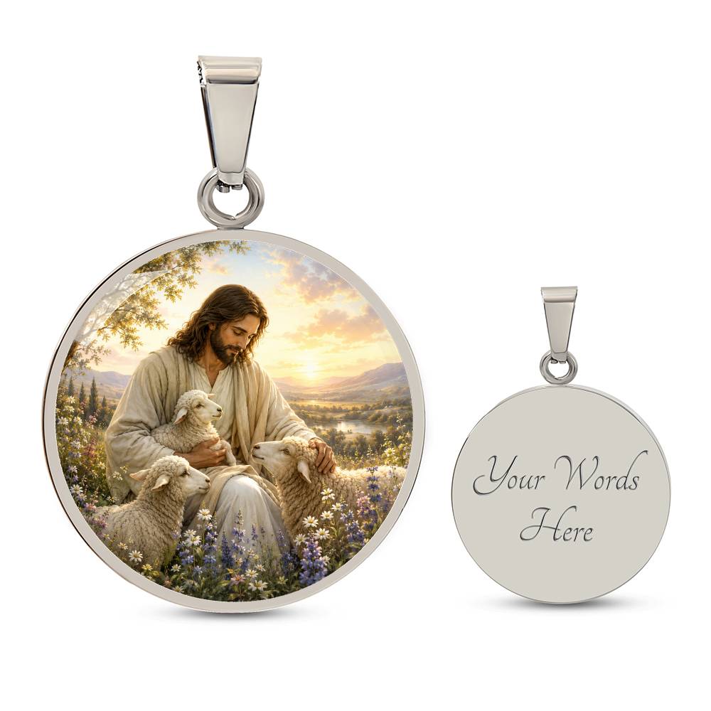 Personalized Jesus and Lamb Necklace