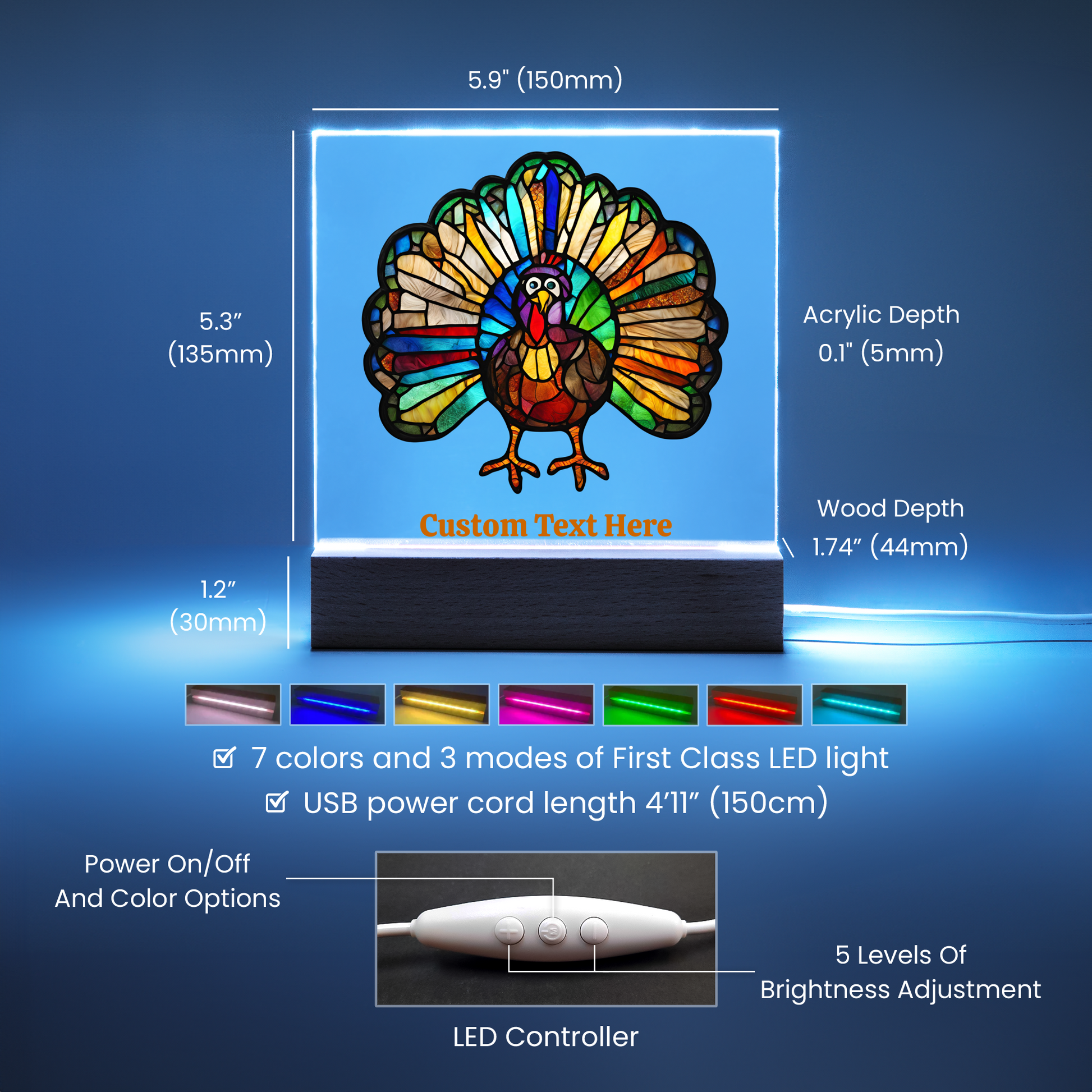 Thanksgiving Turkey Acrylic Plaque-[Heartfelt Family Gift]