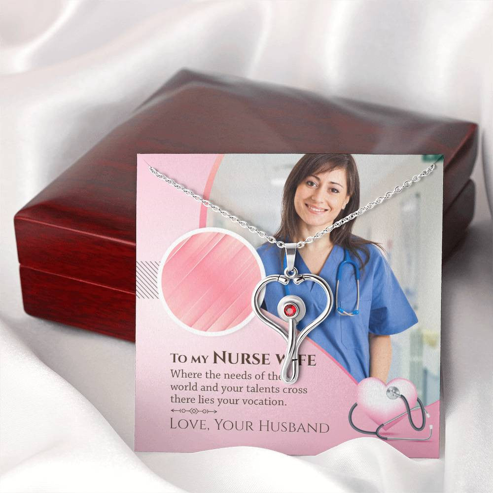 Nurse Wif Custom Photo Stethoscope Necklace Gift-[Heartfelt Family Gift]