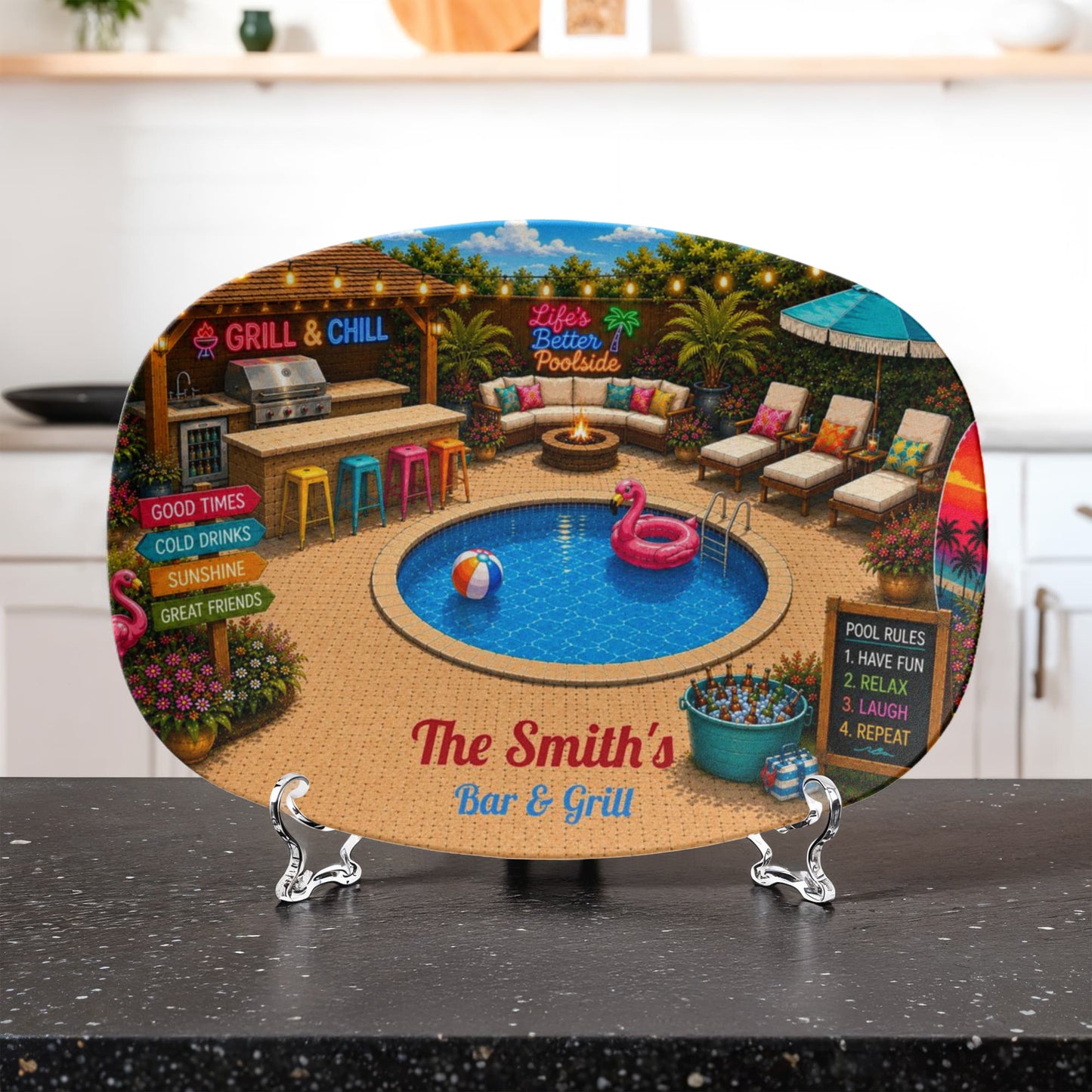 Personalized Backyard Pool & Patio Serving Tray