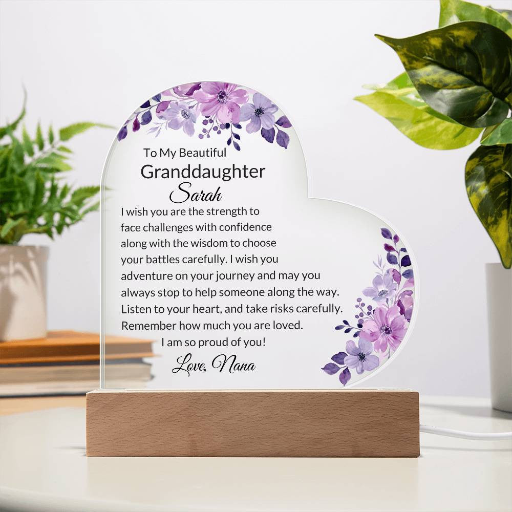Granddaughter Personalized LED  Heart Plaque-[Heartfelt Family Gift]