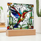 Hummingbird Acrylic Plaque, Gift for Mom or Grandma, Christmas, Birthday, Bird Lover Gifts,  Stained Glass Art, Hummingbird Gift, Nature lover-[Heartfelt Family Gift]