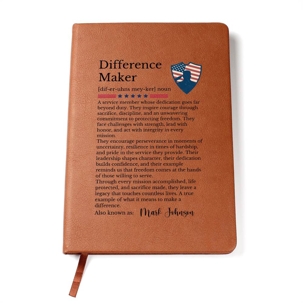 Veteran Journal Gift, Personalized Vegan Leather Notebook, Inspiring Daily Planner, Unique Gift for Veterans, Military Keepsake
