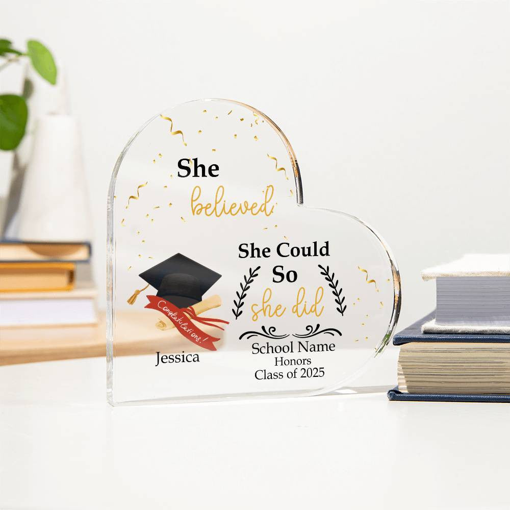 Personalized Graduation Heart Plaque Gift-[Heartfelt Family Gift]