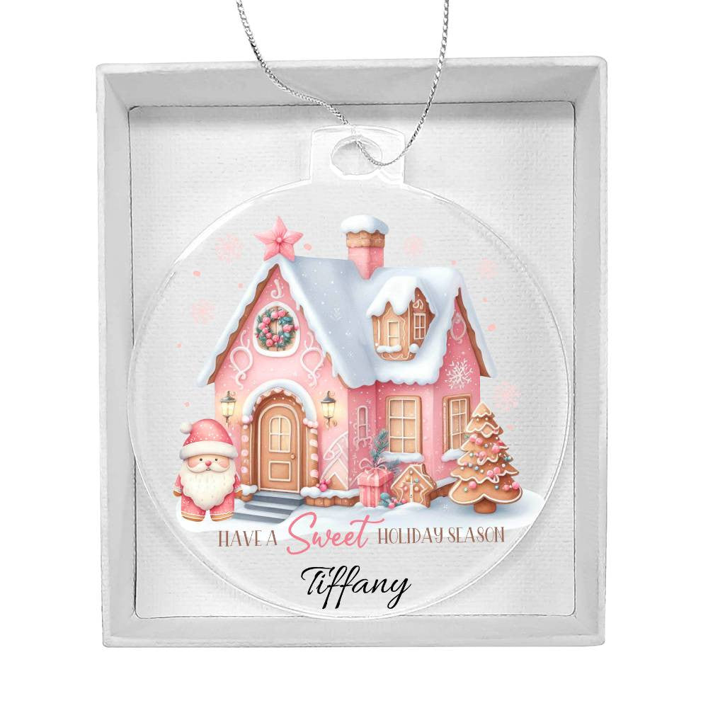 Pink holiday season Acrylic Christmas Ornament-[Heartfelt Family Gift]