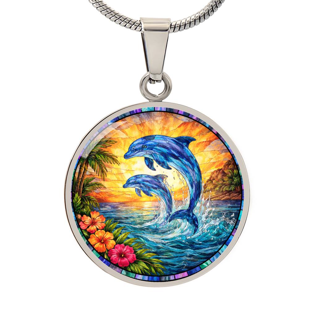 Dolphin Engraved Pendant Necklace