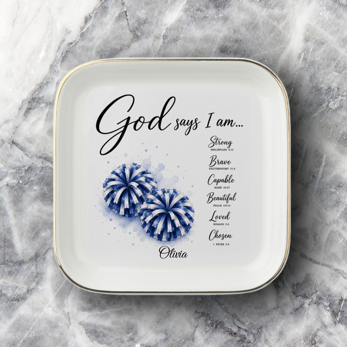 Christian Cheerleader Jewelry Dish Trinket Tray