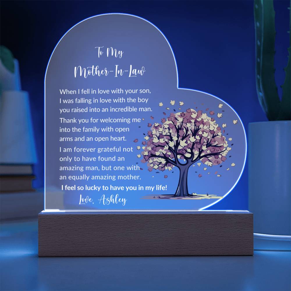 Mother In Law Acrylic Heart Plaque Gift
