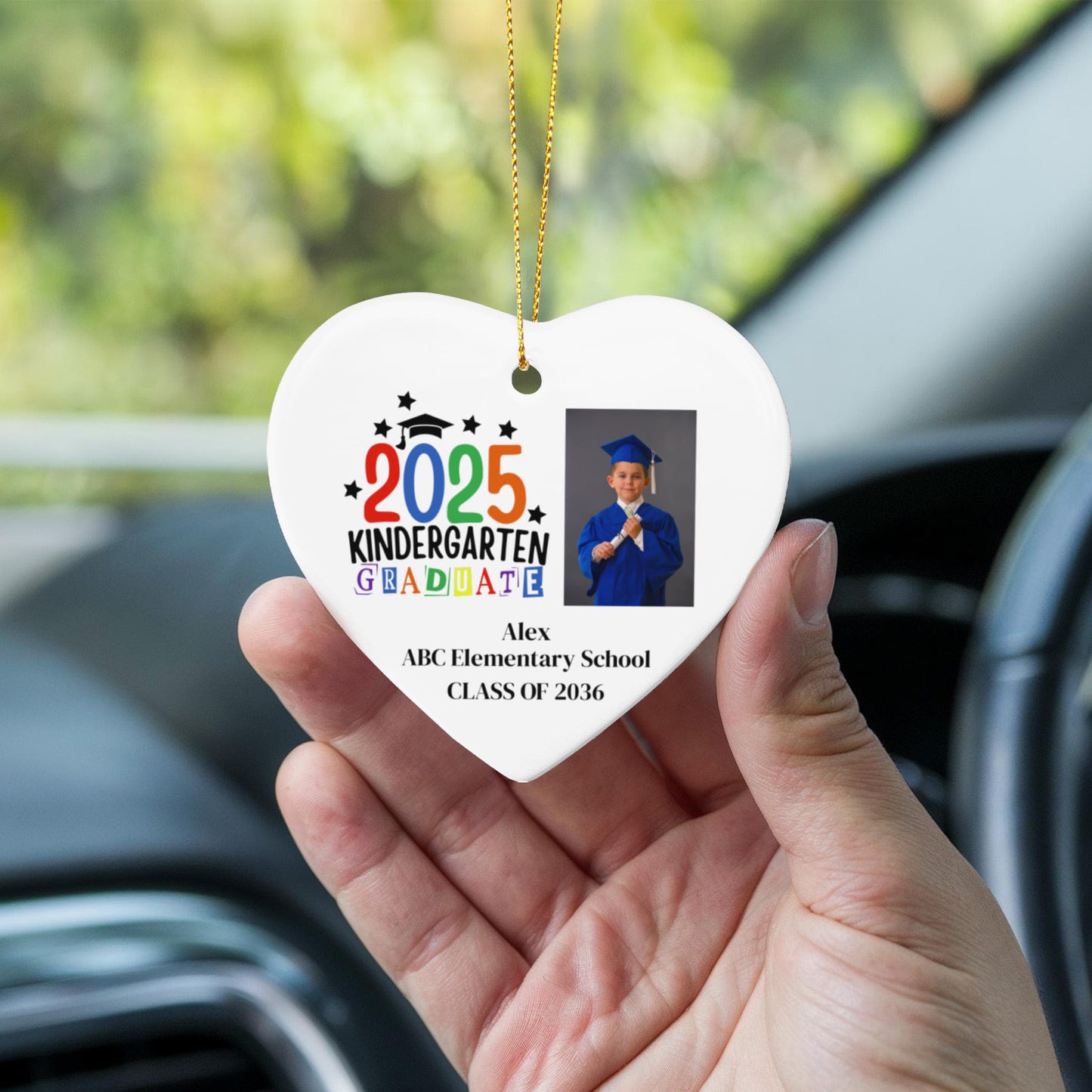 Kindergarten Graduation Ceramic Heart Ornament