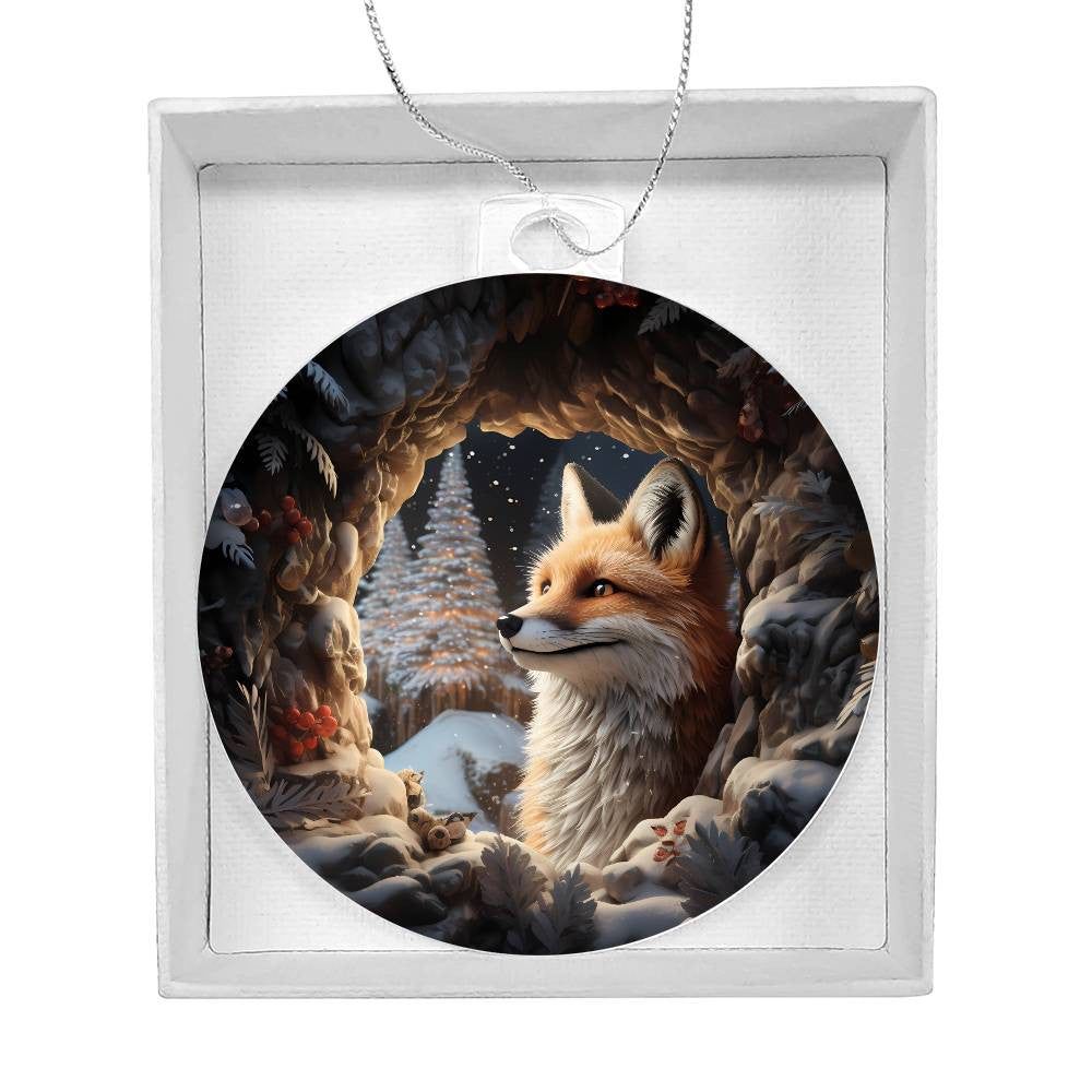 Red Fox Acrylic Christmas Ornament-[Heartfelt Family Gift]