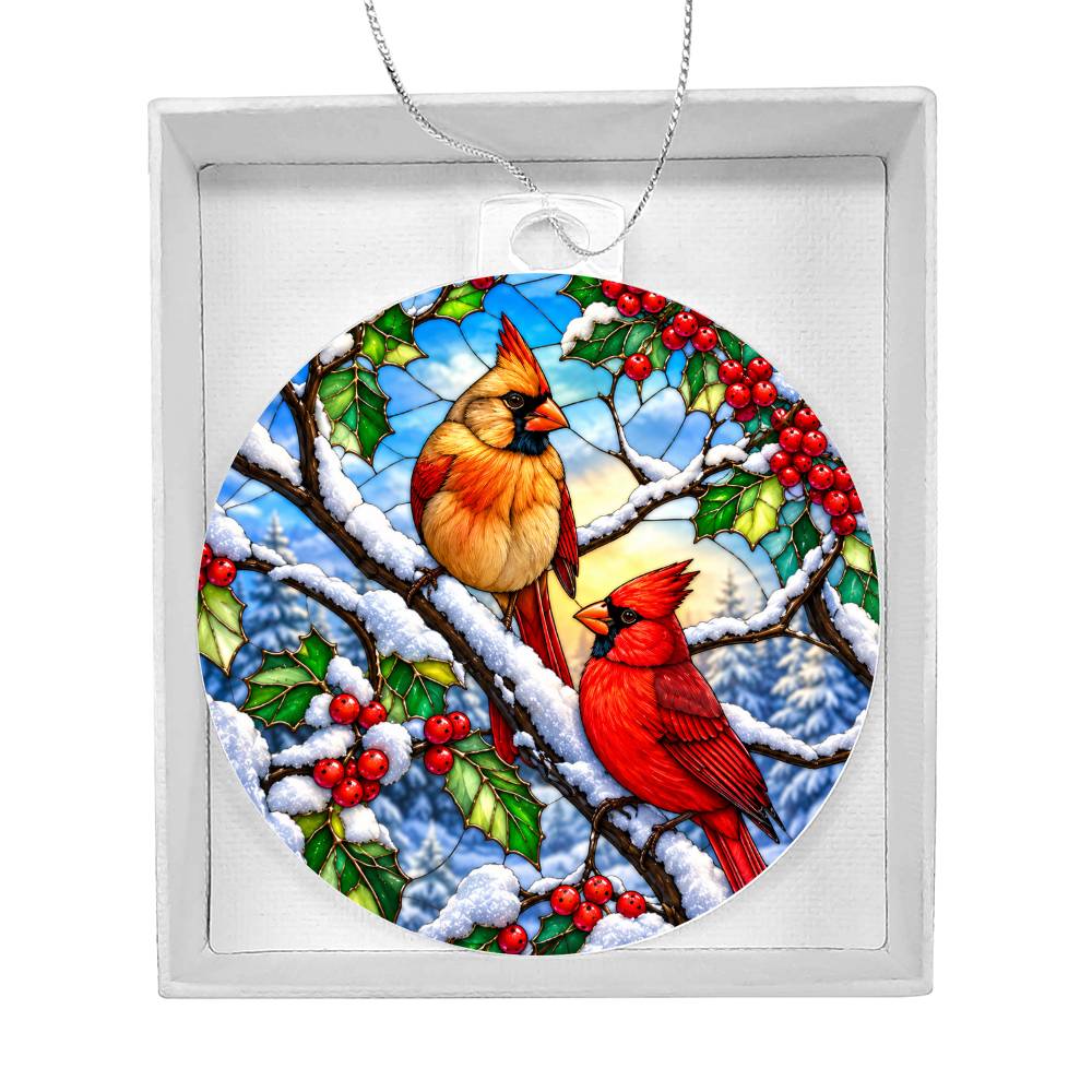 Cardinal Stained Glass Ornament