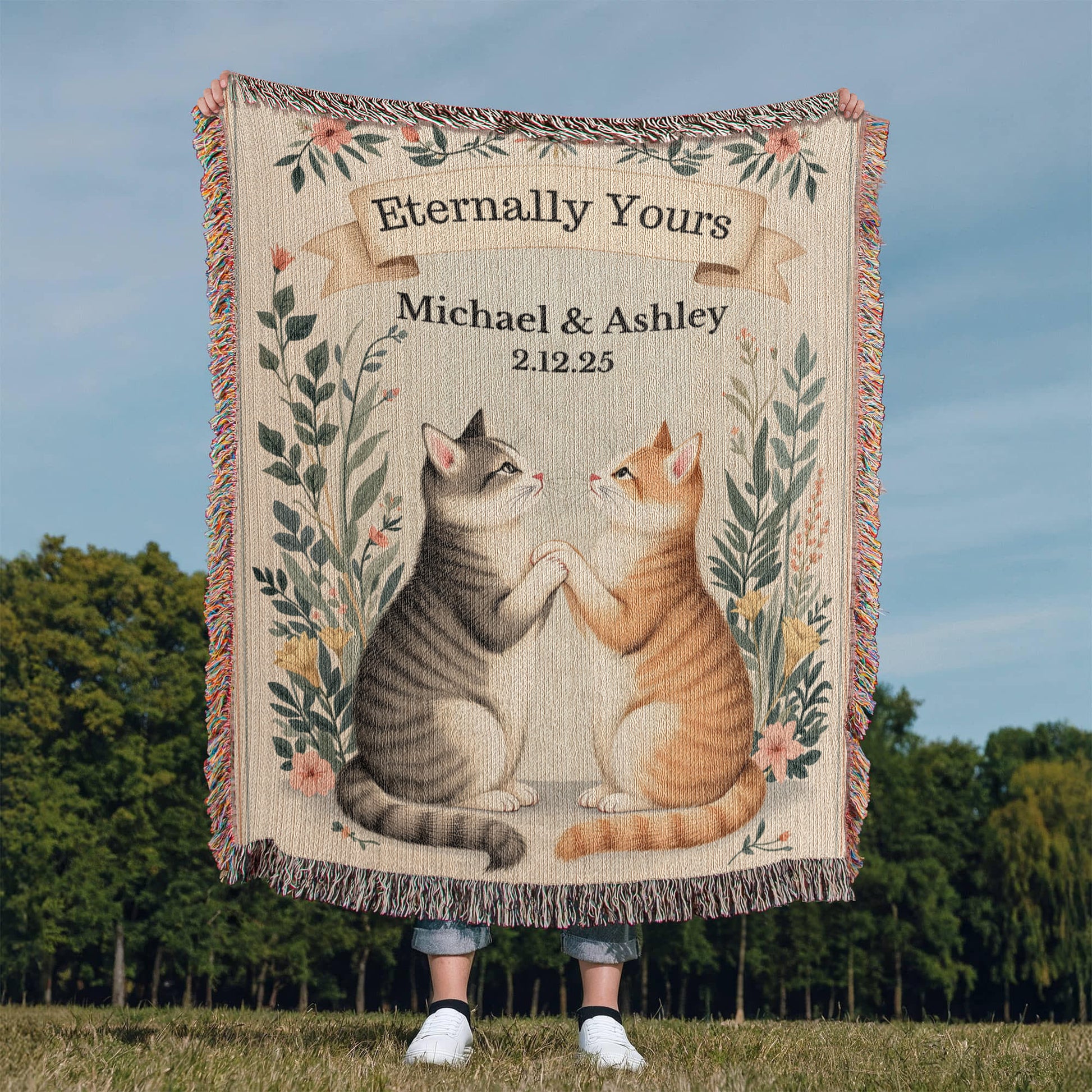 Heirloom Artwork Woven Blanket (Portrait)-[Heartfelt Family Gift]