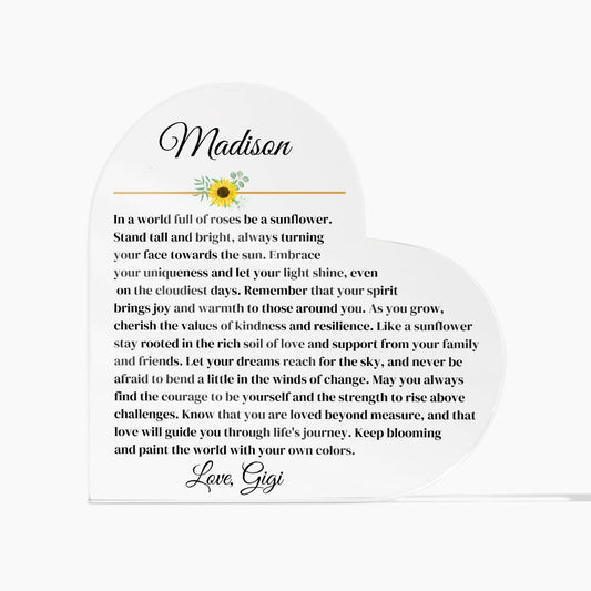 Personalized Sunflower Plaque for Her-[Heartfelt Family Gift]