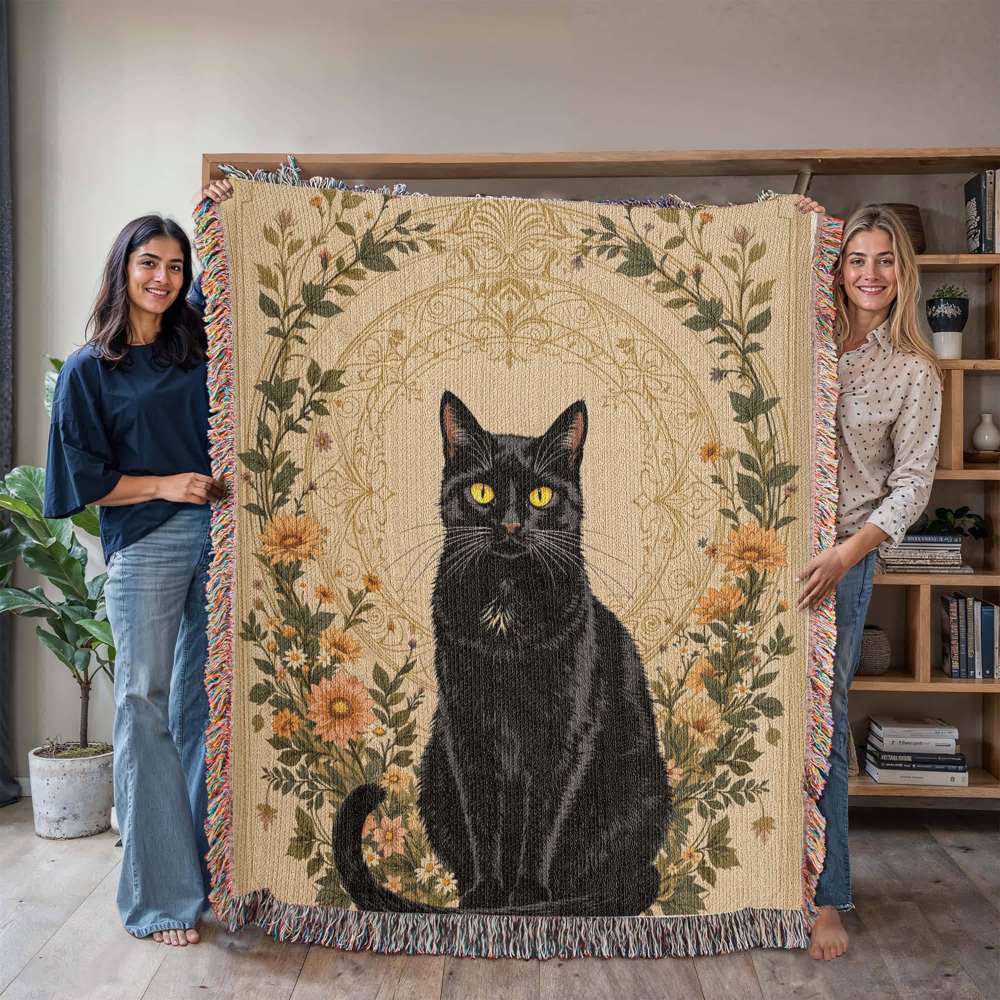 Black Cat Woven Blanket-[Heartfelt Family Gift]