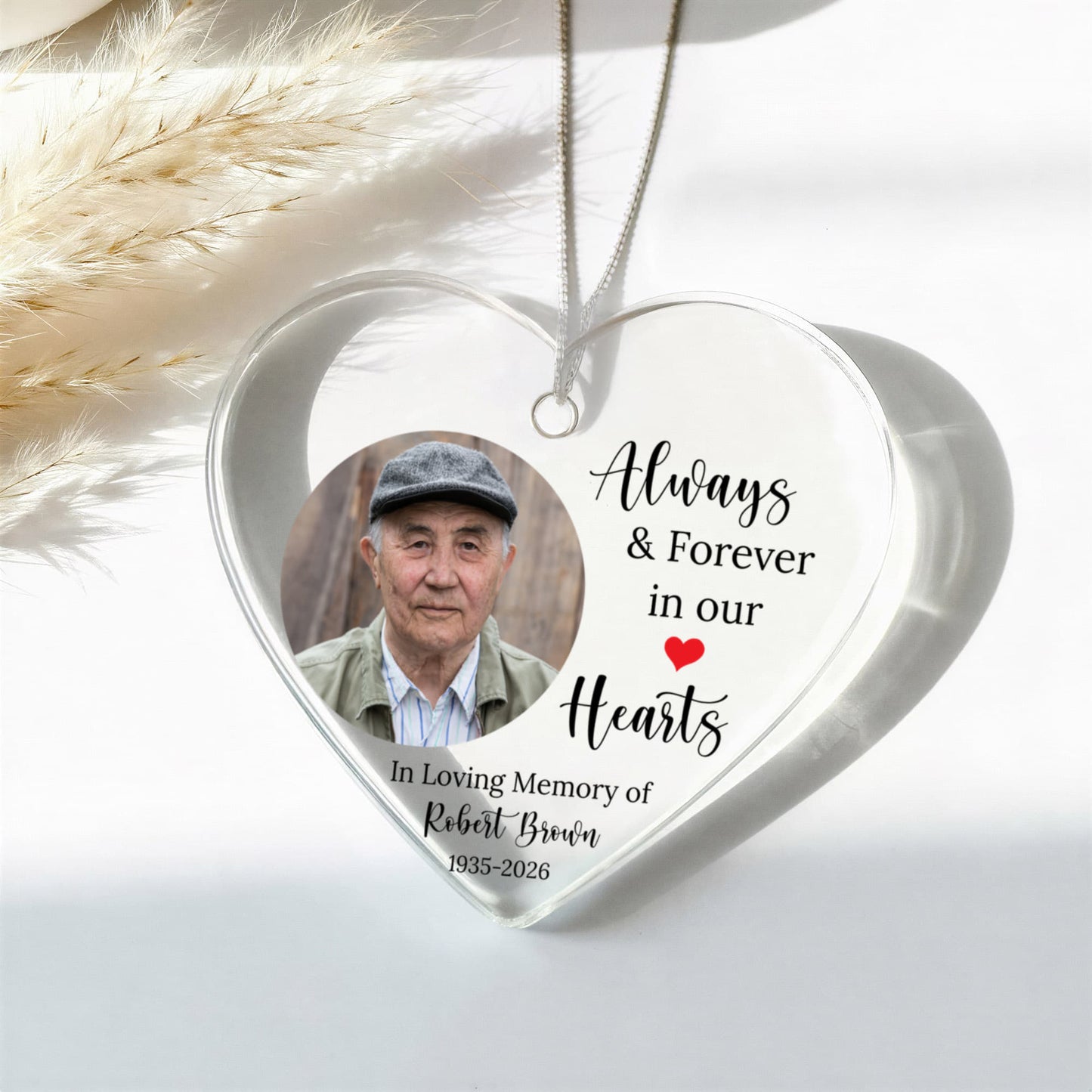 Memorial Photo Acrylic Heart Ornament