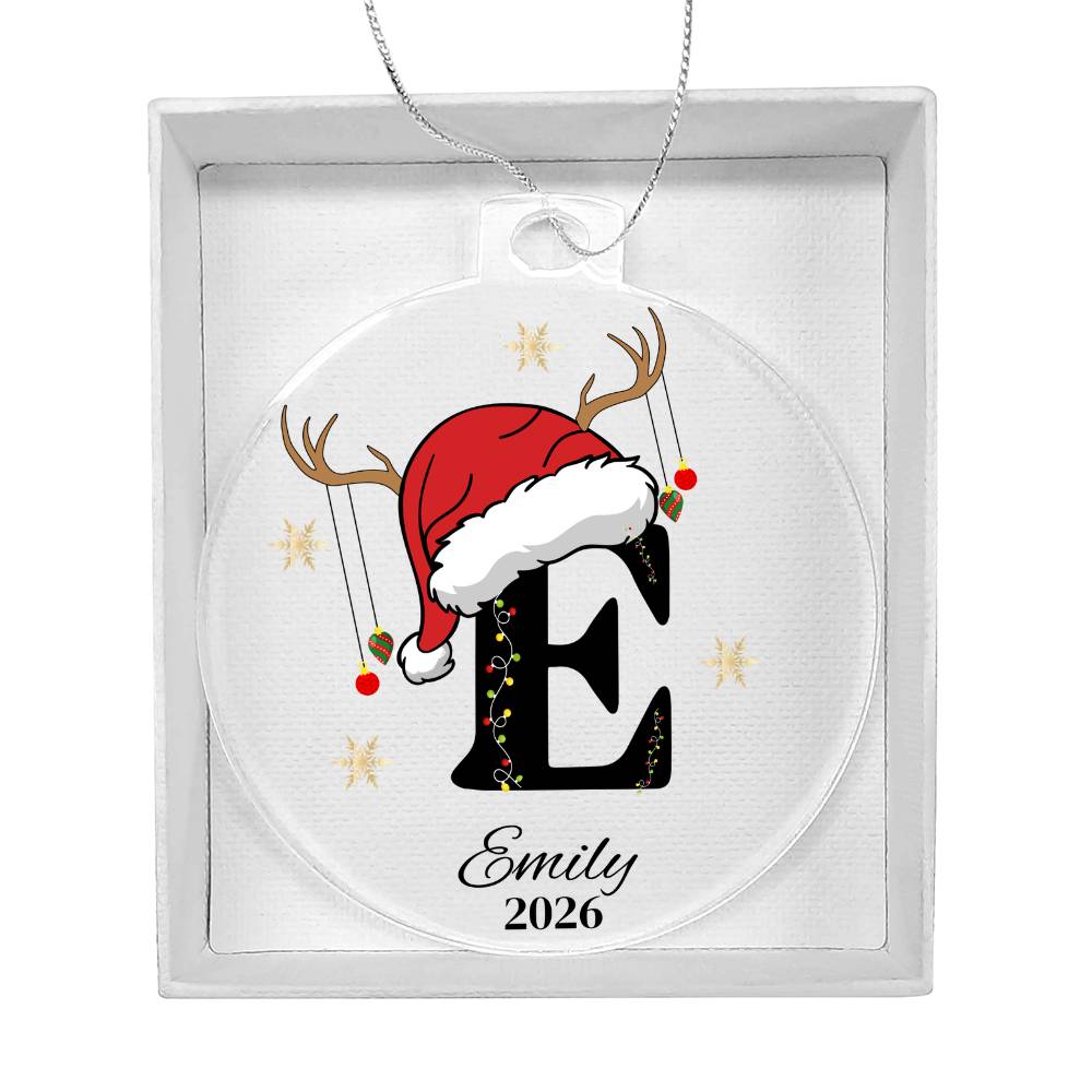 Personalized Letter Name Santa Hat Christmas Ornament